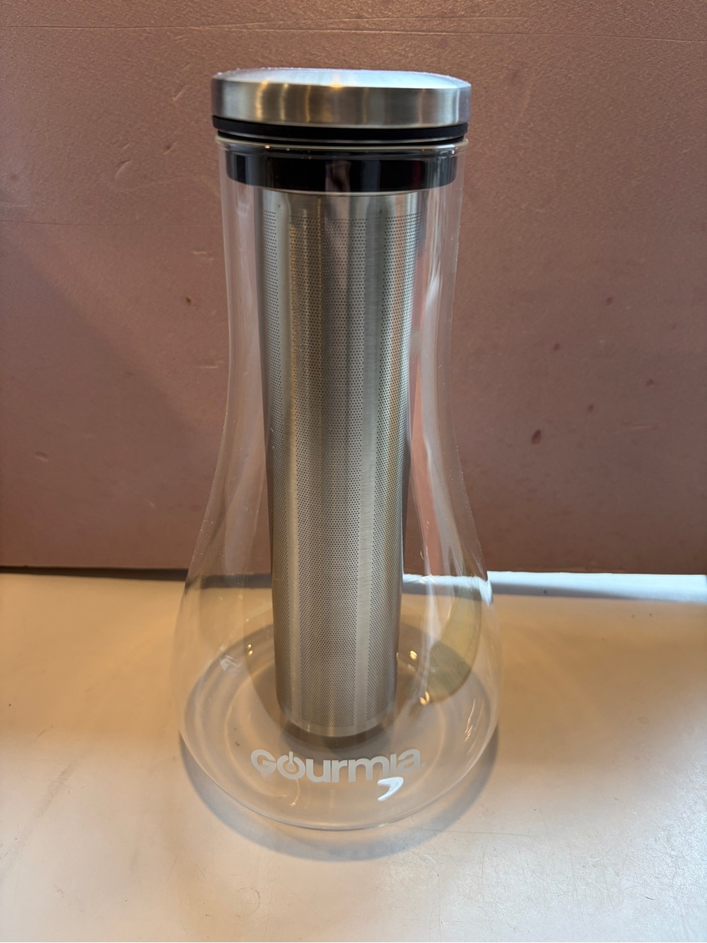 Clear Glass Tea Infuser Carafe with Stainless Steel Lid - Clear